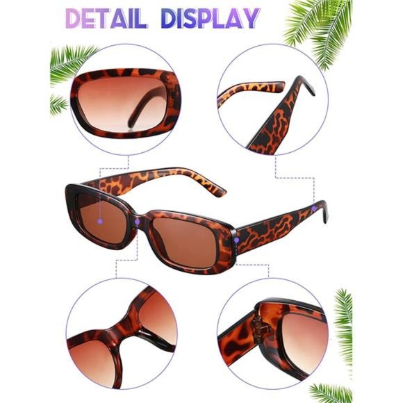 10 Pack Small Rectangle Sunglasses Women Retro Square Glasses 90s Vintage Trendy main image 7